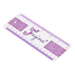 Fayina letter f doodle art name pink purple ruler