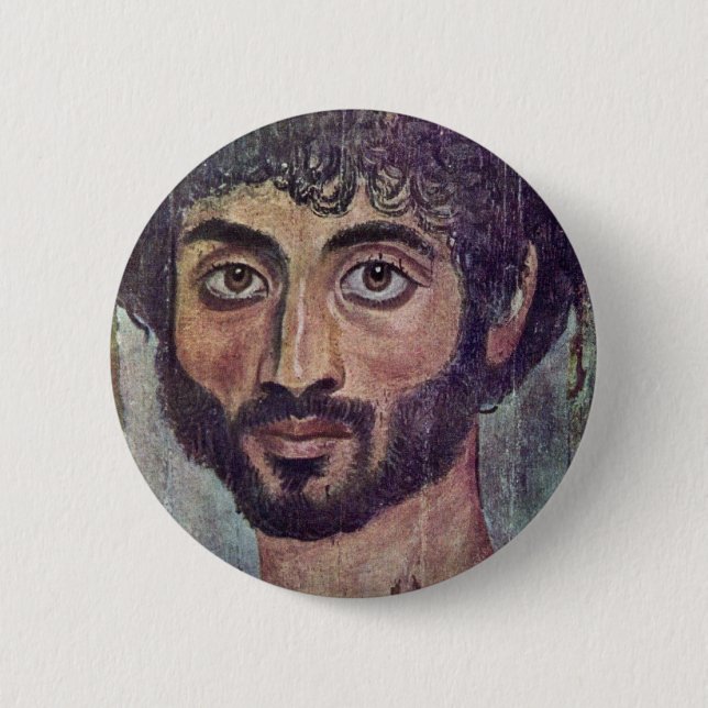 Fayum Mummy Portrait From By Römisch-Ägyptischer Button (Front)