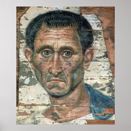 Fayum portrait of a man in a blue cloak poster