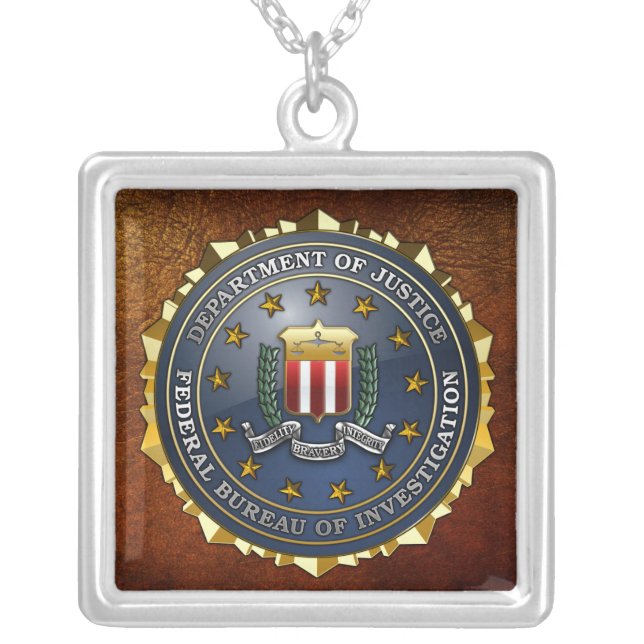 FBI Emblem Silver Plated Necklace (Front)