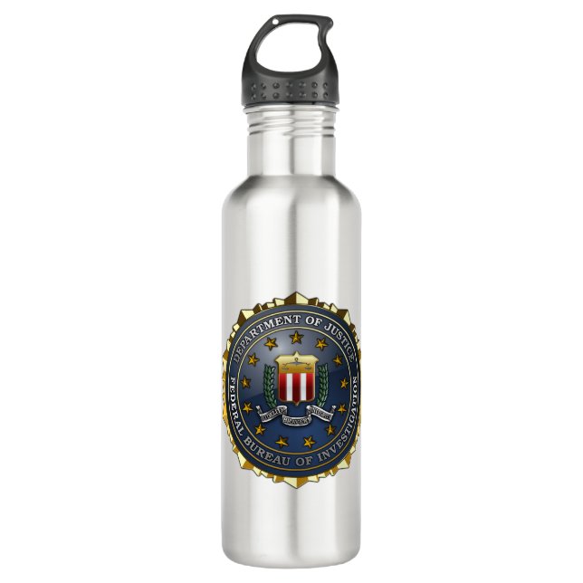 FBI Emblem Stainless Steel Water Bottle (Front)