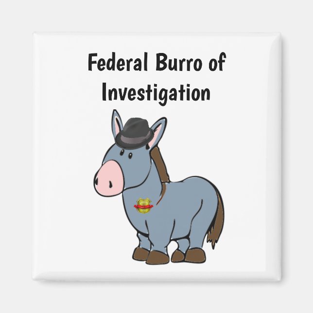 FBI Federal Burro of Investigation Donkey Cartoon Magnet (Front)