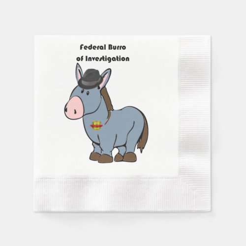 FBI Federal Burro of Investigation Donkey Cartoon Paper Napkins
