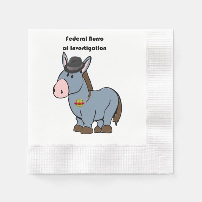 FBI Federal Burro of Investigation Donkey Cartoon Paper Napkins (Front)