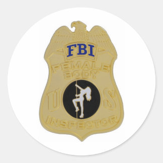 fbi female body inspector classic round sticker