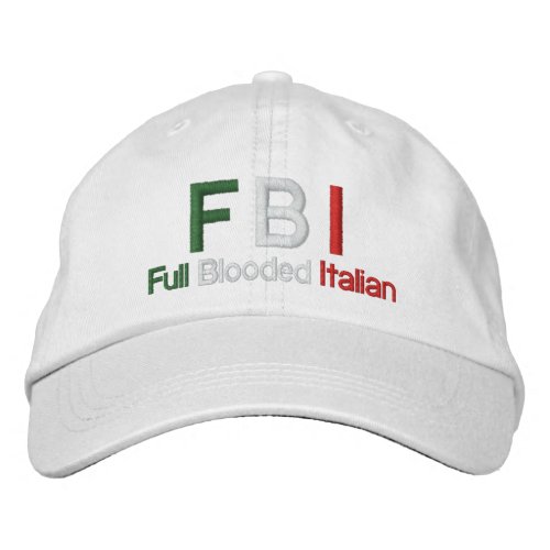 FBI Full Blooded Italian White Baseball Cap