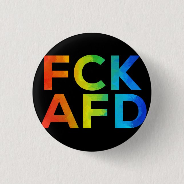 FCK AFD Regenbogen auf Schwarz Button (Front)