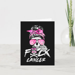 Fck Breast Cancer Women Warrior Pink Ribbon Messy Card