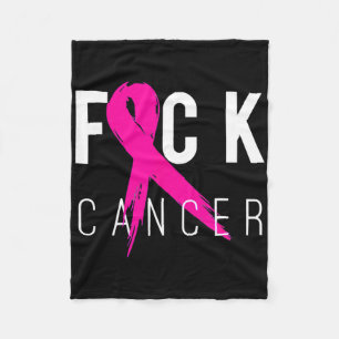 Fck Cancer Breast Cancer Awareness Gift Retro Dist Fleece Blanket