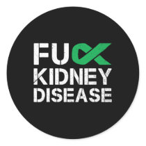 Fck Kidney Disease Awareness Month Green Ribbon Su Classic Round Sticker