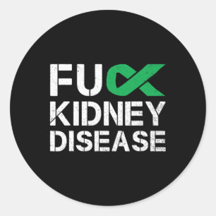 Fck Kidney Disease Awareness Month Green Ribbon Su Classic Round Sticker