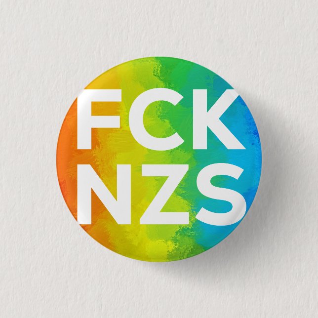 FCK NZS Cutout Regenbogen weiß Button (Front)