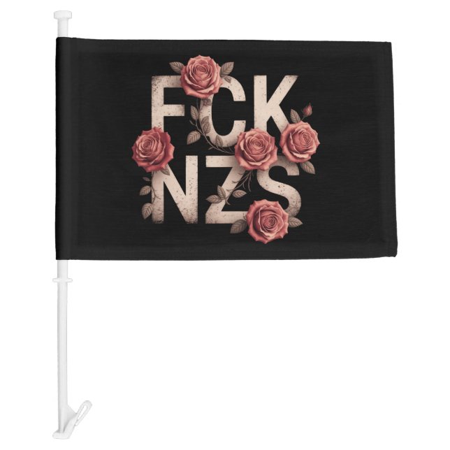 FCK NZS Flowery Against Right No Nazis Lgbtq+  Car Flag (Front)
