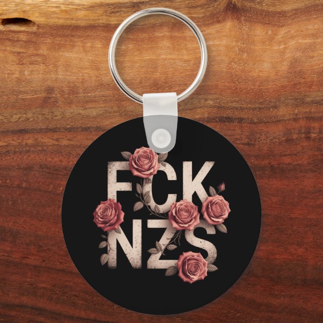 FCK NZS Flowery Against Right No Nazis Lgbtq+  Keychain (Front)
