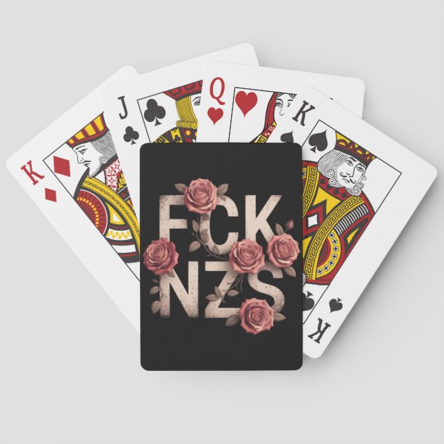 FCK NZS Flowery Against Right No Nazis Lgbtq+  Poker Cards (Back)