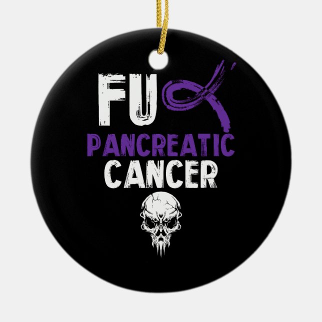 Fck Pancreatic Cancer Fighting Cancer Together Pur Ceramic Ornament (Front)