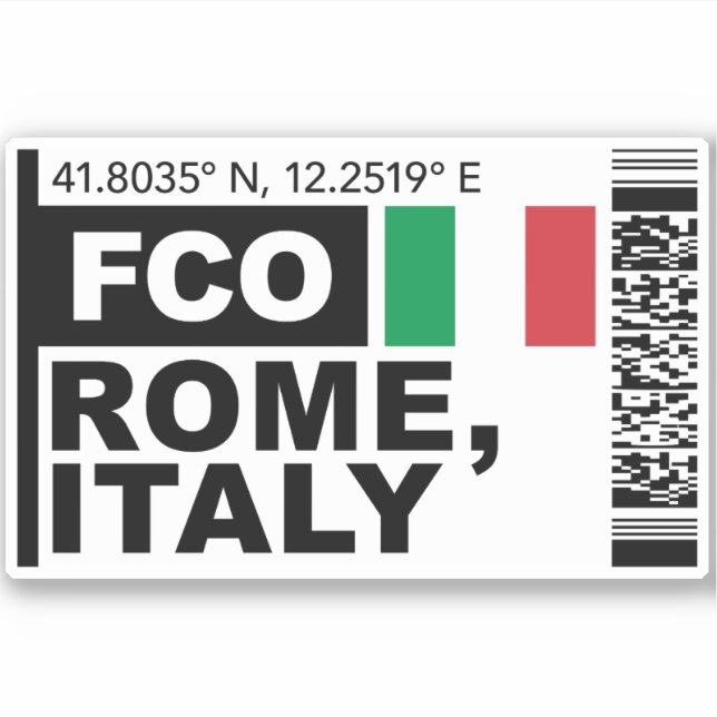 FCO Rome Boarding Pass - Italy Travel Sticker (Front)