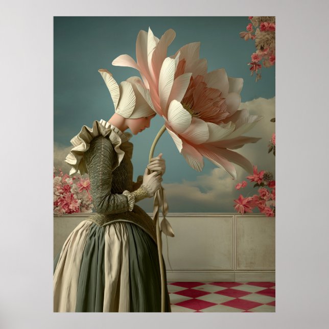 *~* FD2 29 Woman  Retro Flowers Floral Surreal Poster (Front)