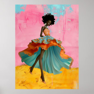 *~* FD2 39 Tropical GODDESS Black Woman Vibrant Poster