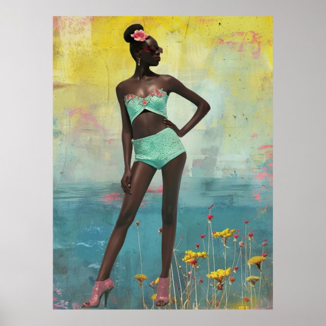 *~* FD2 Bold Tropical Black Woman Bun 14 Poster (Front)