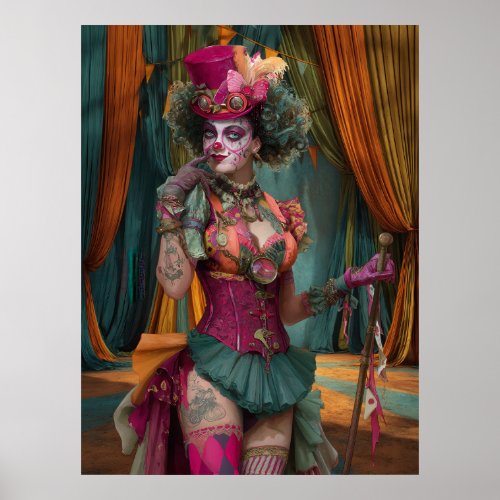 FD2 Circus Clown Art 12 Vintage Retro Carnival art Poster