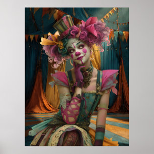 FD2 Circus Clown Art 13 Vintage Retro Carnival art Poster