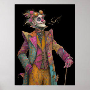 FD2 Circus Clown Art  18 Vintage Retro Carnival  Poster
