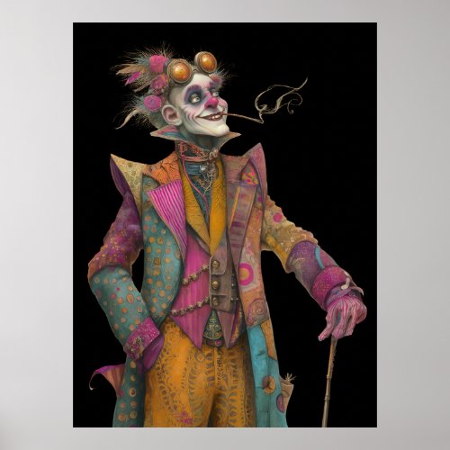 FD2 Circus Clown Art  18 Vintage Retro Carnival  Poster