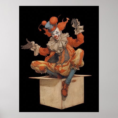 FD2 Circus Clown Art 20 Vintage Retro Carnival Poster