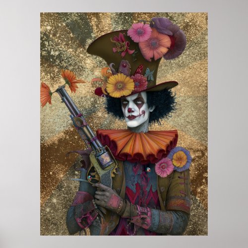  FD2 Circus Clown Art 21  Vintage Retro Carnival  Poster