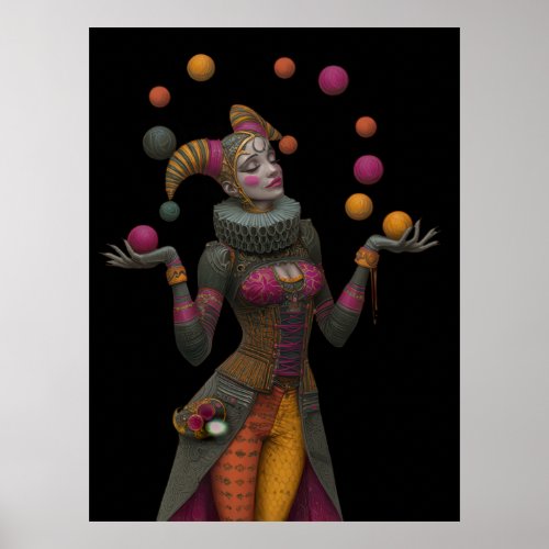 FD2 Circus Clown Art  26 Vintage Retro Carnival Poster