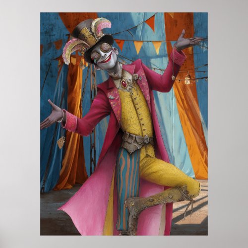 FD2 Circus Clown Art  29 Vintage Retro Carnival  Poster