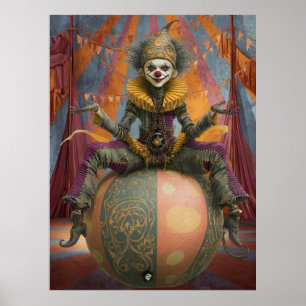 FD2 Circus Clown Art 4 Vintage Retro Carnival art Poster