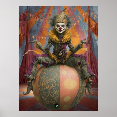 FD2 Circus Clown Art 4 Vintage Retro Carnival art Poster