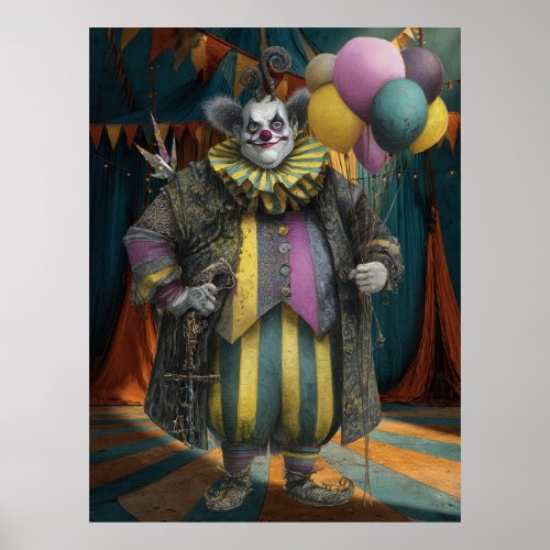 FD2 Circus Clown Art 5 Vintage Retro Carnival Poster