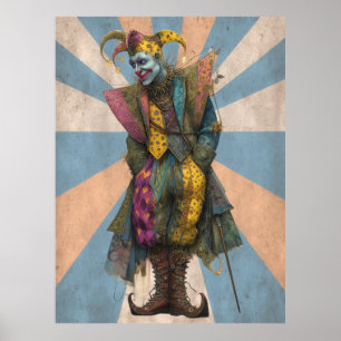 FD2 Circus Clown Art 9 Vintage Retro Carnival art  Poster