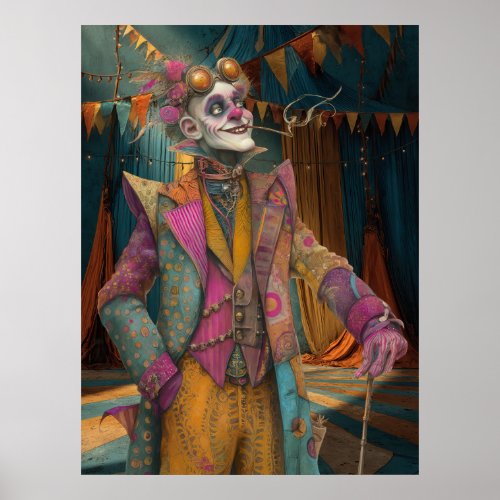 FD2 Circus Clown Art  Vintage Retro Carnival 18 Poster