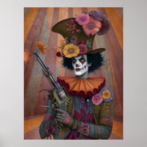  FD2 Circus Clown Art  Vintage Retro Carnival 21 Poster