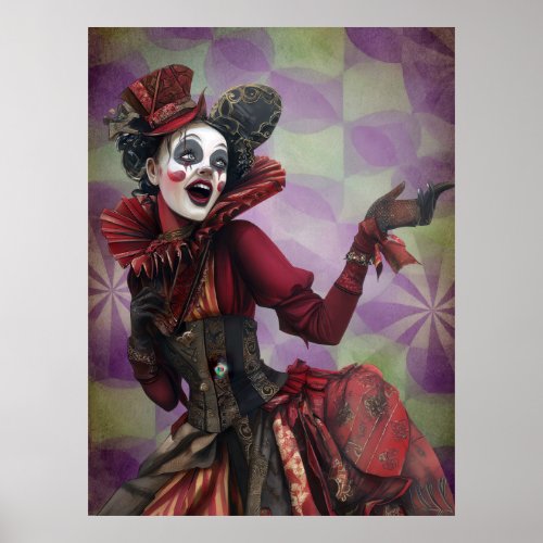 FD2 Circus Clown Art  Vintage Retro Carnival 23 Poster