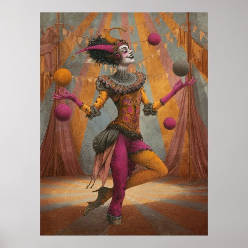 FD2 Circus Clown Art  Vintage Retro Carnival 27 Poster