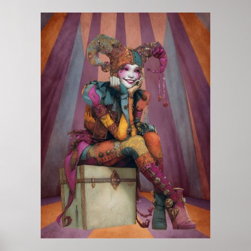 FD2 Circus Clown Art  Vintage Retro Carnival art 2 Poster