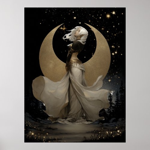 FD2 Enchanted 12 Crescent Moon Goddess Poster