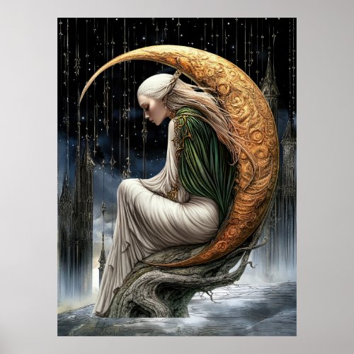FD2 Enchanted Crescent Moon Goddess  24 Poster
