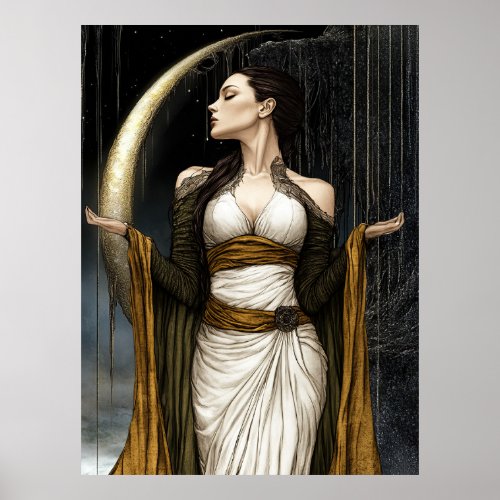 FD2 Enchanted Crescent Moon Goddess  28 Poster