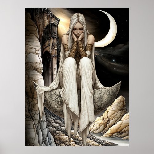 FD2 Enchanted Crescent Moon Goddess 32 Poster