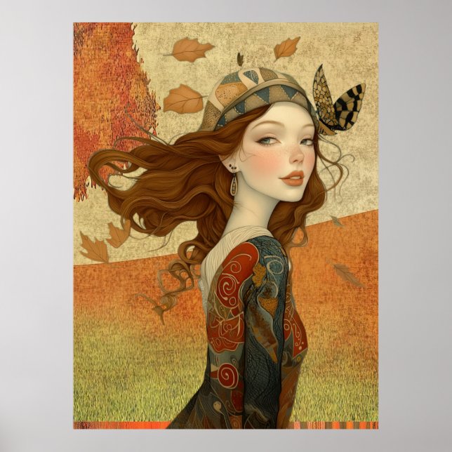 *~* FD2 Fall Whimsical Girl Autumn Retro 10 Poster (Front)