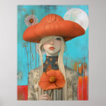 *~* FD2 Floral  Fall Girl Autumn Hat Retro 23 Poster
