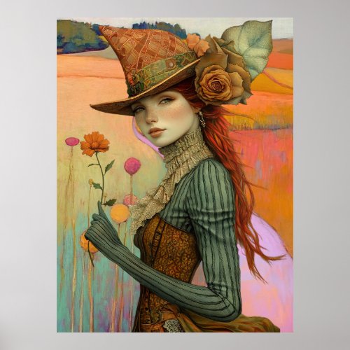 *~* FD2 Floral  Fall Girl Autumn Retro Hat 22 Poster
