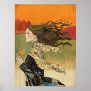 *~* FD2 Pretty Autumn Girls Fall Retro 4 Poster