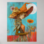 *~* FD2 Retro Floral  Fall Girl Autumn Hat 20 Poster